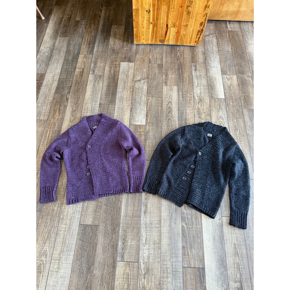 Women’s Lot of 2 Royal Robbin’s Wool Cardigans Sz. M Black & Plum